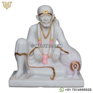 Estatua de Sai Baba de Mármol Blanco Dwarkamai |   Ídolo de mármol de Shirdi Sai Baba tallado a mano para templo y hogar – MALIYAS - Product Image 1