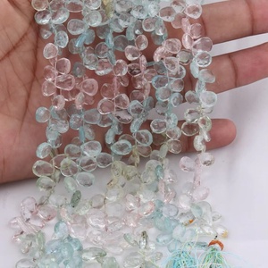 Alta calidad 6*9-7*10mm Multi aguamarina facetada forma de pera Briolette cuentas 8 pulgadas piedra Natural joyería hacer cuentas - Product Image 1