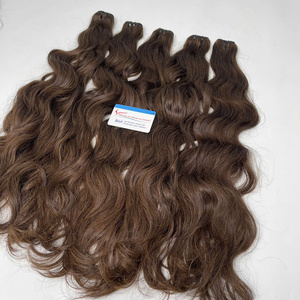 Chaude À La Mode Naturel Brun Ondulé Trame Extension De Cheveux Culticule Aliged Cheveux Bruts Bundle Super Double Dessiné Expédition Dans Le Monde Entier - Product Image 6