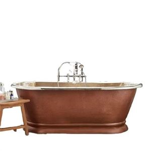 Bañera con base con volantes, acabado niquel pulido en el interior, estilo antiguo martillado - Product Image 1