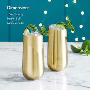Vasos de cóctel de acero inoxidable, vaso con acabado pulido mate, diseño moderno ecológico, taza de vino, juego de tazas de regalo, dos piezas - Product Image 6