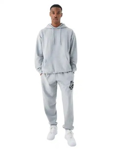 Unisex Gray Hooded Tracksuit Full Sleeve Solid Color Casual Joggers Set Regular Fit Cotton Sweatshirt <b>Pants</b> Autumn Wear - Product Image 4