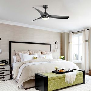 Modern 52-Inch <b>Black</b> <b>Ceiling</b> <b>Fan</b> with 18W LED Light & Remote 3 ABS Blades DC Motor for Bedroom & Living Room - Product Image 5