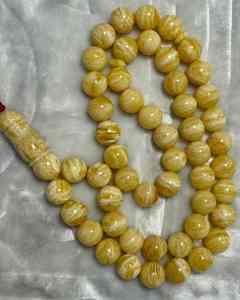 Cuentas Redondas de Ámbar Natural con Diseño de Piel de Tigre, Blancas, de 11+ mm, Cuentas de Rosario Musulmanas de Alta Calidad para Imanes - Product Image 2