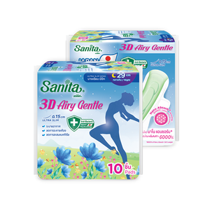 Sanita 3D Airy Gentle Ultra Slim, Toallas Sanitarias con Alas, 29cm, Nocturnas, Alta Absorbencia, Antibacterianas, Desechables, 10 Unidades - Product Image 2
