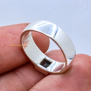 Wholesale 925 Solid Sterling Silver Natural Square Blue Topaz Bezel Set Wide Band <b>Ring</b> Fine Jewelry Memoria Jewels - Product Image 5