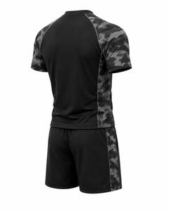 Ensemble short et rashguard à manches longues pour homme, camouflage noir, en spandex, écologique, séchage rapide, anti-UV, respirant, vêtements de sport pour les activités sportives - Product Image 4