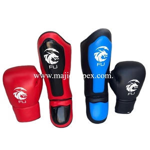 Protège-tibias de boxe en cuir PU personnalisé de qualité en cuir de vachette professionnel Taekwondo Kickboxing EVA mousse MMA Muay Thai protège-tibia - Product Image 2