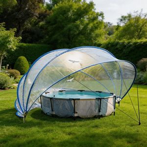 Copertura Retrattile per Piscina da 16 Piedi con Aste in Fibra di Vetro e Pellicola in PVC - Accessorio per Piscine Esterne - Product Image 1