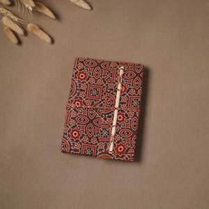 Handblock Ajrakh Fabric Notebook Thread <b>Lock</b> Closure Handmade Paper Journal <b>Diary</b> Ethnic Cloth Cover Travel Sketchbook Gift Note - Product Image 2