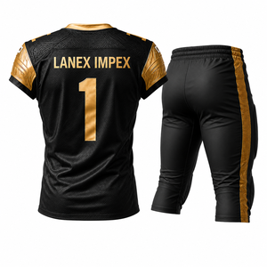Nouvel ensemble maillot et pantalon de football américain noir et or pour homme, imprimé par sublimation, respirant, pour entraînement, taille adulte - Product Image 3