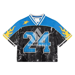 Custom White <b>Mesh</b> American Football Jersey With Number 23 Star Print V-Neck <b>Short</b> Sleeve Unisex Breathable Sport Wear - Product Image 4