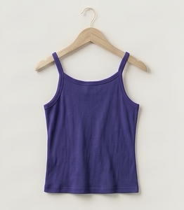 <b>Women's</b> Purple Sleeveless <b>Tank</b> <b>Top</b> O-Neck Solid Color <b>Knitted</b> Casual Wear Breathable - Product Image 5