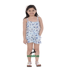 Combinaison florale bio pour filles |   Combinaison sans manches 100% coton |   Tissu tricoté respirant et écologique |   Boho longueur genou - Product Image 3