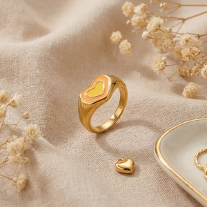 Geometric Electroplated <b>Ring</b> 304 Stainless Steel with Natural Shell Inlay 18K Gold PVD Plated Women Fashion Jewelry - Product Image 4