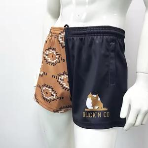 กางเกงขาสั้นว่ายน้ำและสตรีทแวร์ผู้ชายสไตล์ไฮสตรีท ผ้าฝ้ายถัก แห้งเร็ว เอวยางยืด พิมพ์โลโก้สีพื้นตามสั่ง - Product Image 3