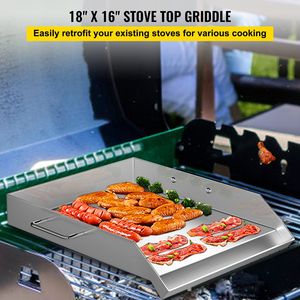 18 \ "X 16 \" piastra rettangolare piano in acciaio inox 2 maniglie scanalatura grasso per barbecue carbone/griglia a Gas per feste in campeggio - Product Image 2