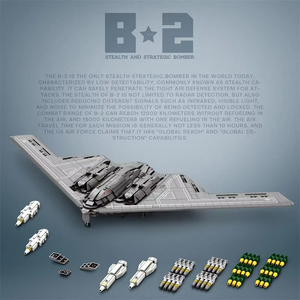 Modèle d'<span class=keywords><strong>avion</strong></span> de guerre <span class=keywords><strong>militaire</strong></span> MOC Reobrix 33038 B2 Stealth Bomber, 2063 pièces, blocs de construction, puzzle en briques, jouets pour enfants, cadeau - Product Image 4