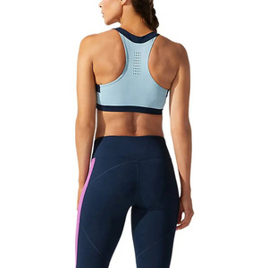 <b>Women</b> Purple Sports Bra With <b>Navy</b> Blue Straps And Side Panel High Support Workout Yoga Activewear <b>Top</b> - Product Image 3
