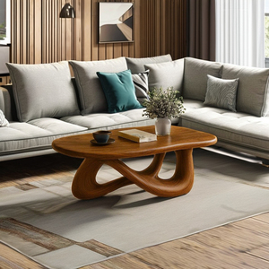 Meubles de maison Table basse sculpturale à bord vivant Table centrale en bois fait à la main en bois naturel Table de déclaration décor à la maison - Product Image 4