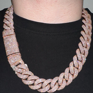 Collar Gargantilla Redondo de Moissanita Brillante, Plata 925 Bañada en Oro Amarillo, Joyería de Lujo para Hombres y Mujeres, Estilo Hip Hop, Eslabones, Iceout, Fiesta - Product Image 3