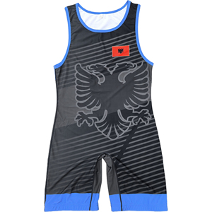 Maillot de lutte pour homme 100 % coton par sublimation – Tissu extensible, impression par placement, coupe athlétique, entièrement personnalisable - Product Image 1