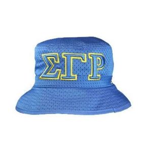 Sigma Gamma Rho Embroidered Bucket <b>Hat</b> Royal Blue Gold Greek Sorority Letter Design <b>Women</b> Casual <b>Sun</b> Cap Custom College Summer - Product Image 1