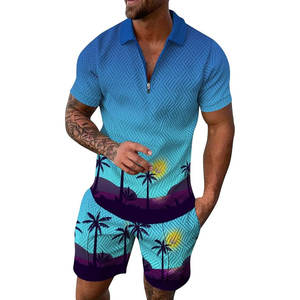 Ensemble t-shirt et short pour homme en coton respirant de qualité supérieure, sublimation, étiquette privée, plusieurs couleurs, personnalisable - Product Image 1
