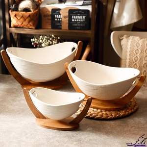 Tazón decorativo, elegante tazón para encimera, tazón contemporáneo para servir fruta, tazón para servir ensalada con compartimento para salsa - Product Image 4