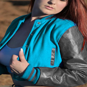 Veste courte universitaire pour femme, style Letterman, gris turquoise, avec manches en similicuir, vêtement d'extérieur décontracté, mode féminine - Product Image 4