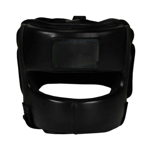 Protector de Cabeza para Boxeo, Cuero PU Transpirable, Equipo Deportivo con Ventilaciones para Adultos Unisex, Negro Sólido, Cierre de Velcro - Product Image 1