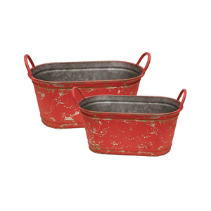 Seau en métal galvanisé en forme de bateau pour arbres de Noël, design vintage, poignées en corde, décoration de verdure festive - Product Image 5