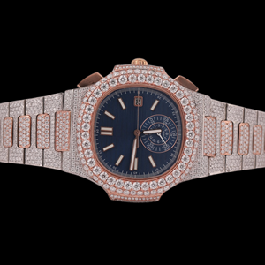 Nouvelle collection tendance, cadran bleu avec des caractéristiques classiques, montre exclusive pour homme en moissanite et diamant, bicolore, style hip-hop, personnalisée - Product Image 1