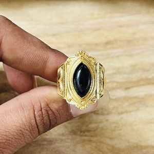 Hot Design Vintage Brass <b>Ring</b> Black Onyx <b>Chunky</b> Boho <b>Ring</b> Statement Gold Plated Handmade <b>Ring</b> Wholesale Tribal <b>Ring</b> For Women - Product Image 6