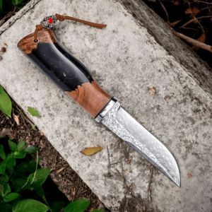 Cuchillos de Caza Resistentes con Hoja Fija de Acero, Mango Curvo de Madera y Funda de Cuero para Camping y Actividades al Aire Libre - Product Image 3