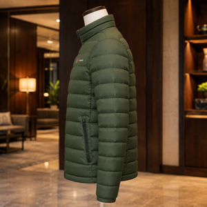 Veste d'hiver décontractée de qualité supérieure à col montant, fermeture éclair, coupe-vent, couleur unie, en duvet - Product Image 4
