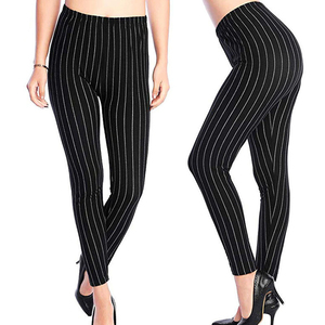 High Waist Striped Knitted Leggings Ankle-Length Stretchy Women's <b>Tight</b> Fit All Seasons Wear - Product Image 6