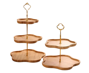 Base de Madera con Acabado Dorado para Pastel, Soporte de Metal de Dos Niveles para Pastel de Boda, Soporte Redondo para Cupcakes para Decoración de Eventos y Fiestas - Product Image 5