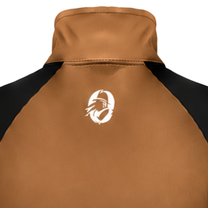 Camiseta Deportiva de Manga Larga con Cierre de Cremallera, Color Camel, Marrón y Negro, para Mujer, con Orificios para los Pulgares, Corte Ajustado, para Correr, Gimnasio, Fitness y Deportes - Product Image 4