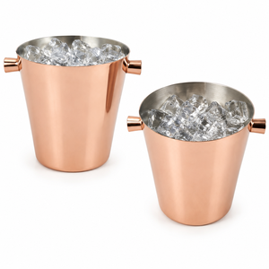 Seau à glace de luxe en acier inoxydable avec couvercle, bac à vin et champagne vintage en métal argenté avec poignées en forme de tête de lion pour bar - Product Image 2