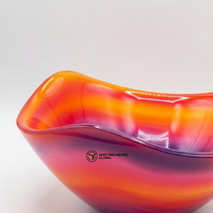 Bol décoratif multicolore en forme de vague, dégradé moderne orange, rose, violet, plat de service élégant, centre de table, décoration de table - Product Image 3