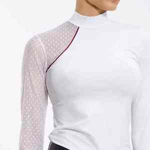 Chemises d'équitation pour femmes, nouvelle conception, haute qualité, séchage rapide, respirantes, avec logo frontal et empiècements en mesh. - Product Image 1