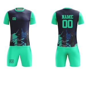 Ensemble d'uniformes de football pour hommes, vente en gros, sublimation personnalisée, manches courtes, respirant, séchage rapide, haute qualité, service OEM - Product Image 3