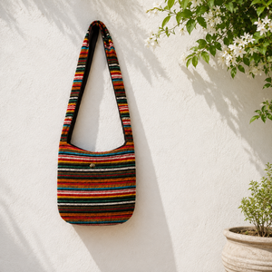 Sac bandoulière unisexe en coton style hippie, sac à bandoulière rond en paille fait main |   Sac de plage décontracté de style bohème pour les voyages et les festivals - Product Image 4