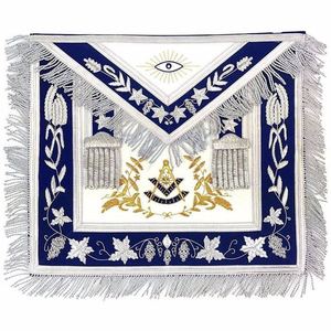 Premium Blue Masonic Apron with Elegant Embroidery Freemason Lodge Regalia Adjustable Waist Belt - Product Image 1