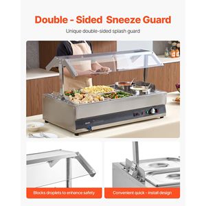 Scaldavivande Elettrico Commerciale in Acciaio Inossidabile 6.34QT per Pentole e Teglie da 1/2, Regolabile 86~185 Fahrenheit, Attrezzatura per Mantenimento e Riscaldamento - Product Image 4