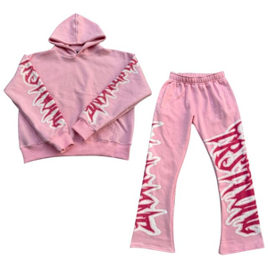 Conjuntos de Sudadera con Capucha y Pantalones de Chándal de Algodón 100% de Tallas Grandes para Invierno, Estilo Urbano, Transpirables, de Secado Rápido, con Efecto Apilado y Corte Acampanado - Product Image 1