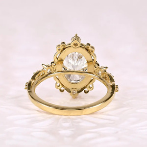Vintage 2.5 CT <b>Oval</b> Cut <b>Moissanite</b> Classic Solitaire <b>Engagement</b> <b>Ring</b> 14K Gold Cut Halo Filigree Antique Style Cluster <b>Ring</b> - Product Image 3