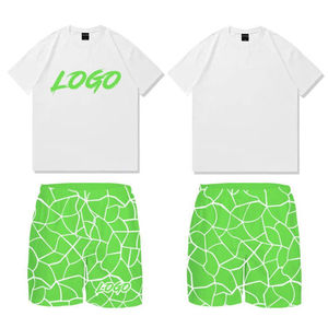 Custom Cotton Tshirts and Sublimation Print Mesh Shorts Men Casual Two Piece Shorts <b>Set</b> Custom Fashion Tracksuit - Product Image 2