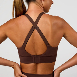 Soutien-gorge de sport pour femme avec logo personnalisé, dos croisé, bande élastique large, bretelles réglables, maintien élevé, idéal pour le yoga - Product Image 4